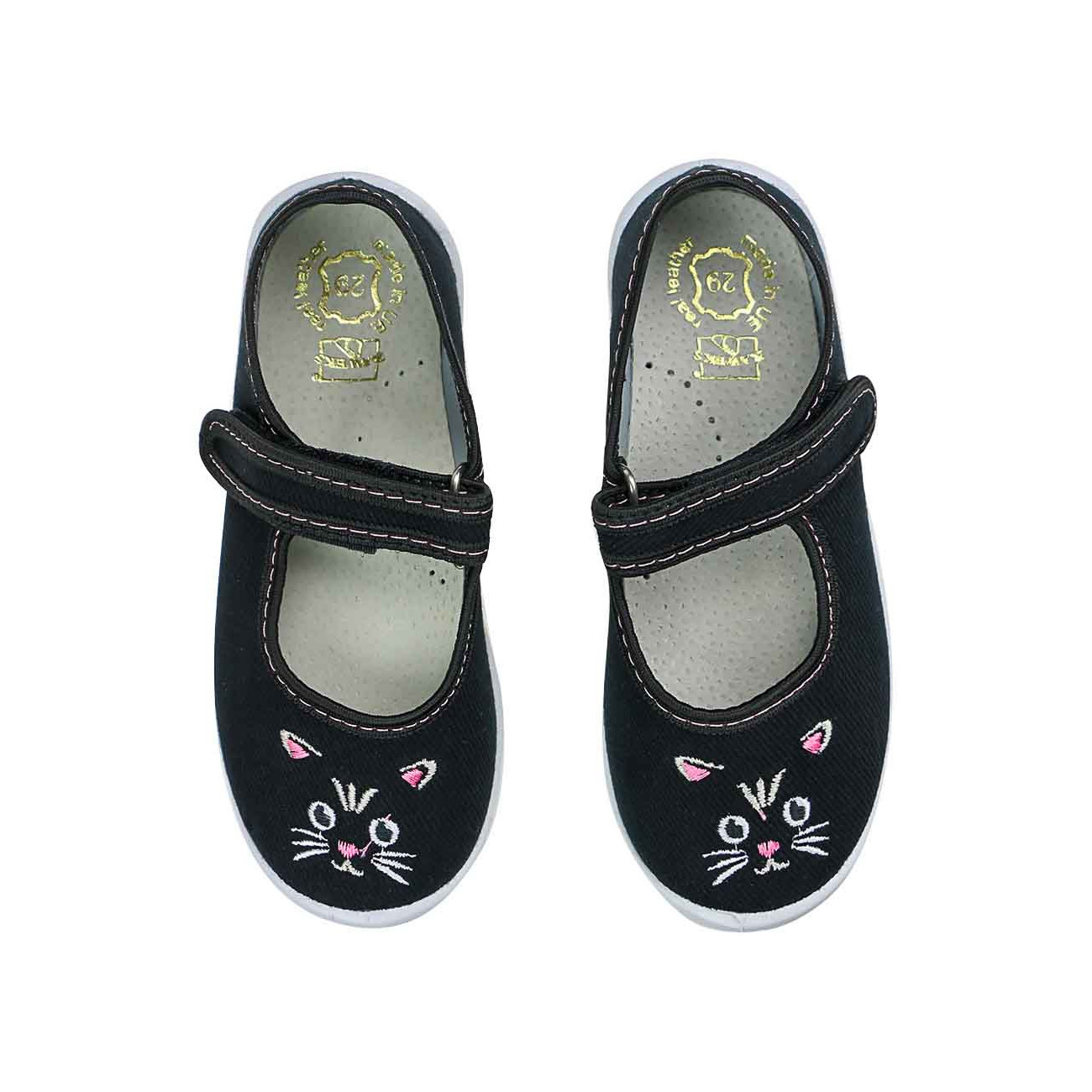 kapcie buty do przedszkola domowe trampki czarne z kotkiem raweks Dorotka D44 kapcie buty do przedszkola domowe trampki czarne z kotkiem raweks Dorotka D44