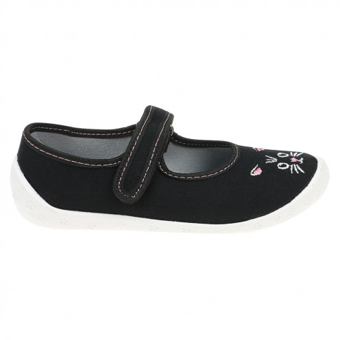 kapcie buty do przedszkola domowe trampki czarne z kotkiem raweks Dorotka D44