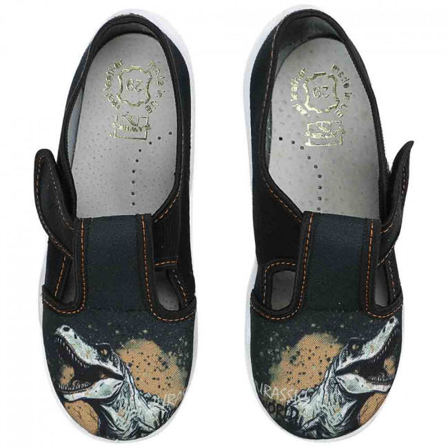 kapcie-buty-chlopiece-czarno-bezowe-dinozaur-grozny-raweks-borysb24