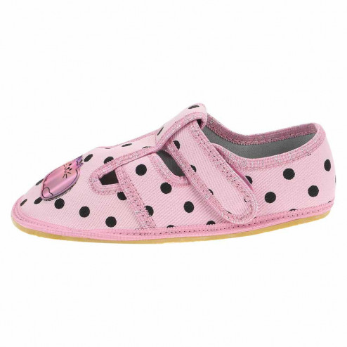 kapcie-buty-dziewczece-barefoot-rozowe-w-groszki-z-kotkiem-Raweks-Zuzia-Z22