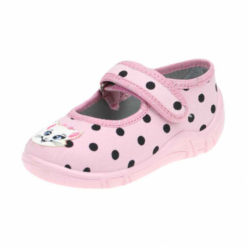 kapcie-buty-pantofle-ciapy-dla-dziewczynki-do-zlobka-do-przedszkola-rozowe-w-groszki-z-kotkiem-raweks-majaM09