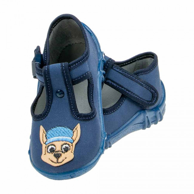 kapcie buty trampki wiosenne do żłobka do przedszkola do wózka   granatowe z pieskiem