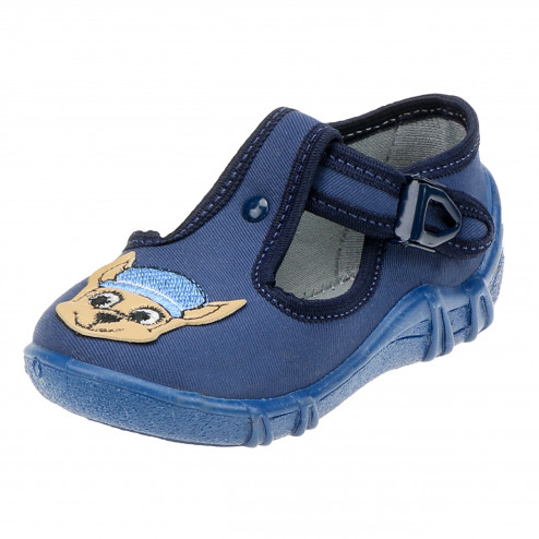 kapcie buty trampki wiosenne do żłobka do przedszkola do wózka   granatowe z pieskiem
