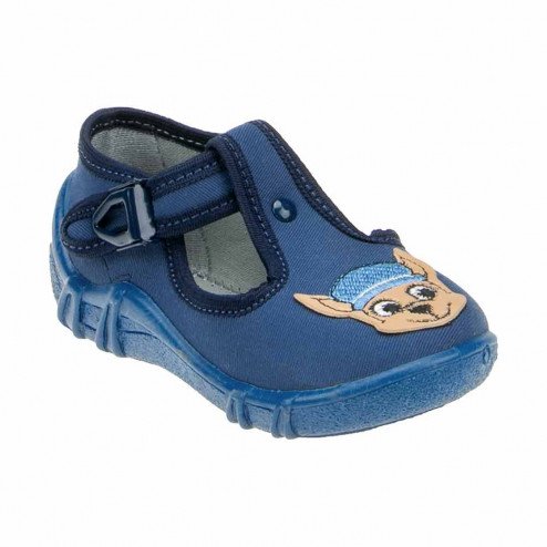kapcie buty trampki wiosenne do żłobka do przedszkola do wózka   granatowe z pieskiem
