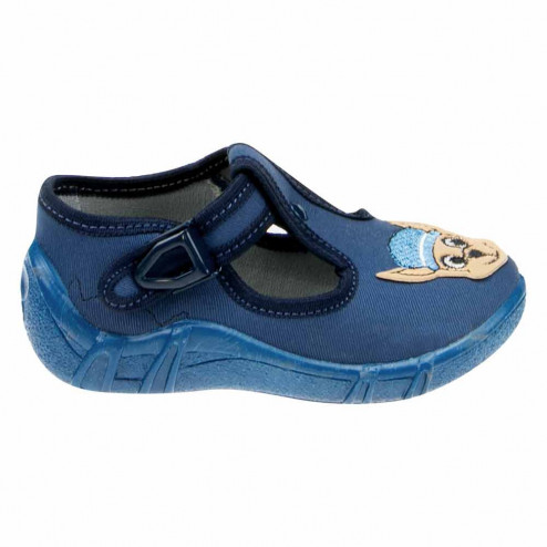kapcie buty trampki wiosenne do żłobka do przedszkola do wózka   granatowe z pieskiem