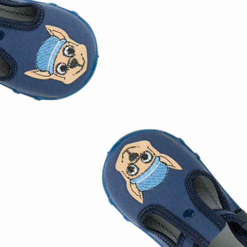 kapcie buty trampki wiosenne do żłobka do przedszkola do wózka   granatowe z pieskiem