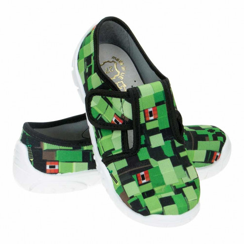 kapcie buty buciki wiosenne trampki czarno zielone klocki 3D raweks Borys B28