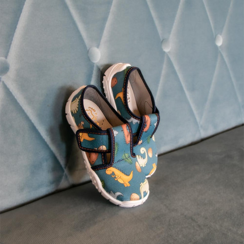 buty buciki trampki wiosenne niebieskie w dinozaury raweks Borys B26 1