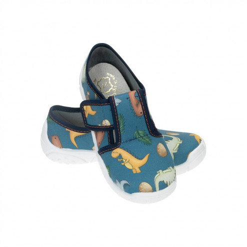 buty buciki trampki wiosenne niebieskie w dinozaury raweks Borys B26 1