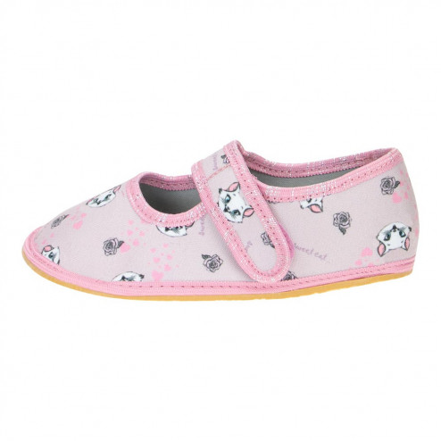 kapcie buty balerinki barefoot rozowe w biale kotki pudrowe raweks Lila L01