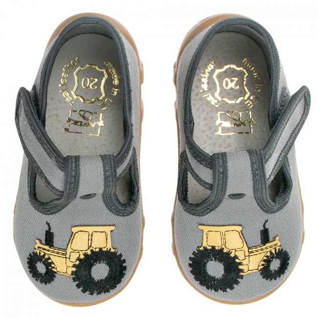 kapie-buty-trampki-dziecięce-do-wózka-do-nauki-chodzenia-szare-z-traktorem-raweks-Leon-L63