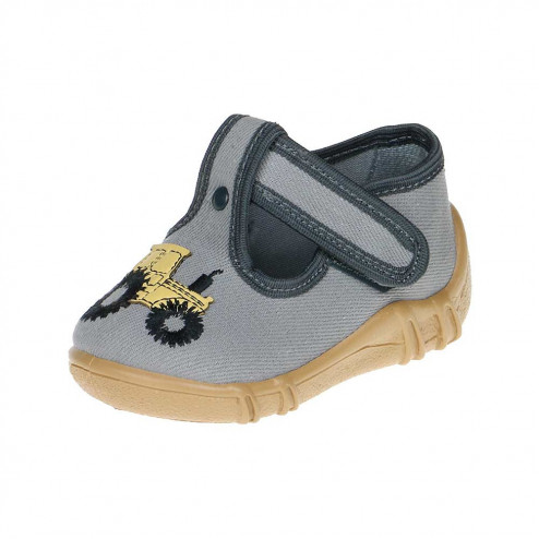 kapie-buty-trampki-dziecięce-do-wózka-do-nauki-chodzenia-szare-z-traktorem-raweks-Leon-L63