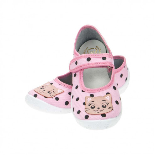 kapcie buty dziewczęce rozowe groszki kotki Dorotka D48 0a