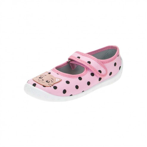kapcie buty dziewczęce rozowe groszki kotki Dorotka D48 0a