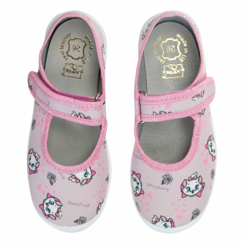 kapcie buty dziewczęce rozowe jasne kotki Dorotka D49