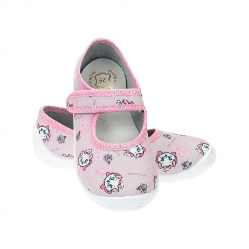 kapcie buty dziewczęce rozowe jasne kotki Dorotka D49