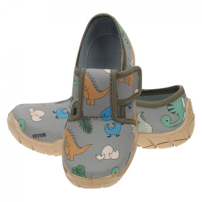 trampki-kapice-buty-lekkie-do-przedszkola-na-lato-brazowo-zielone-bure-dinozaury-bezowe-borys-b26 1 2