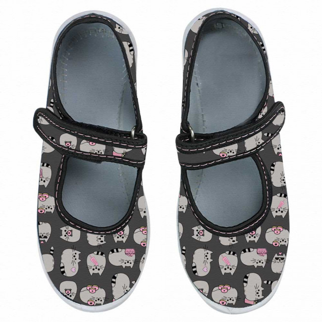 kapcie do przedszkola buty Raweks dziewczęce szare w kotki