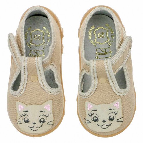 kapcie-buty-pantofle-dzieciece-bezowe-z-kotkiem-kicia-raweks-lena-L73