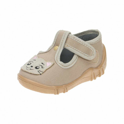 kapcie-buty-pantofle-dzieciece-bezowe-z-kotkiem-kicia-raweks-lena-L73