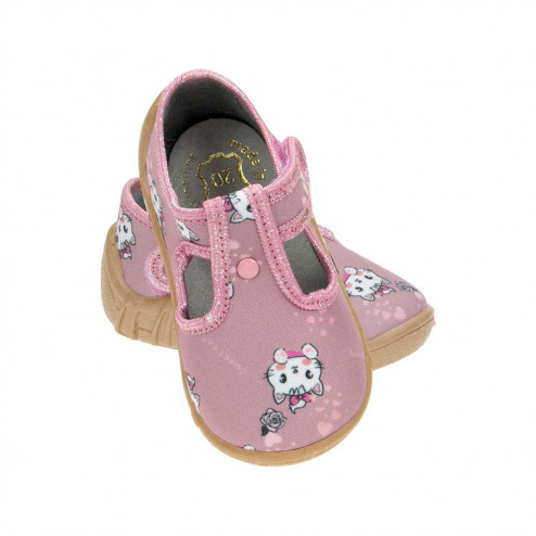buty-kapcie-dziewczęce-pudrowo-różowe-bezowe-w-kotki-raweks-lena-L72 1