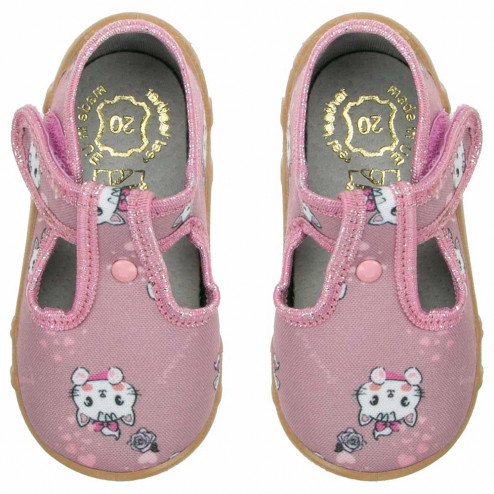 buty-kapcie-dziewczęce-pudrowo-różowe-bezowe-w-kotki-raweks-lena-L72