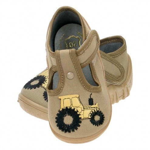 kapcie buty trampki dzieciece bezowe z traktorkiem raweks leon L65 5
