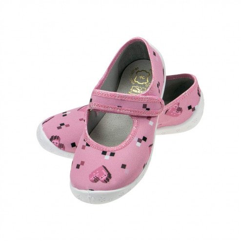 buty kapcie-baleriny-dziewczece-rozowe-serca-rozowe-raweks-dorotka-D52 1 a