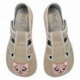 Buty dziewczęce barefoot beżowe z kotkiem RAWEKS ZUZIA Z31