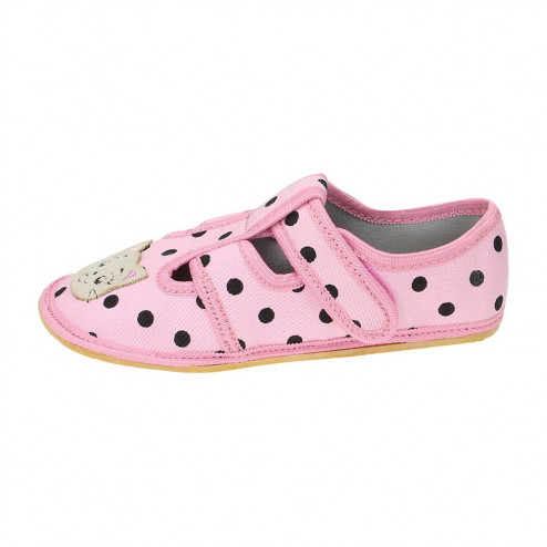 kapcie-do-przedszkola-barefoot-miekkie-lekkie-rozowe-w-groszki-z-kotkiem-kicia-raweks-zuzia-z48 2