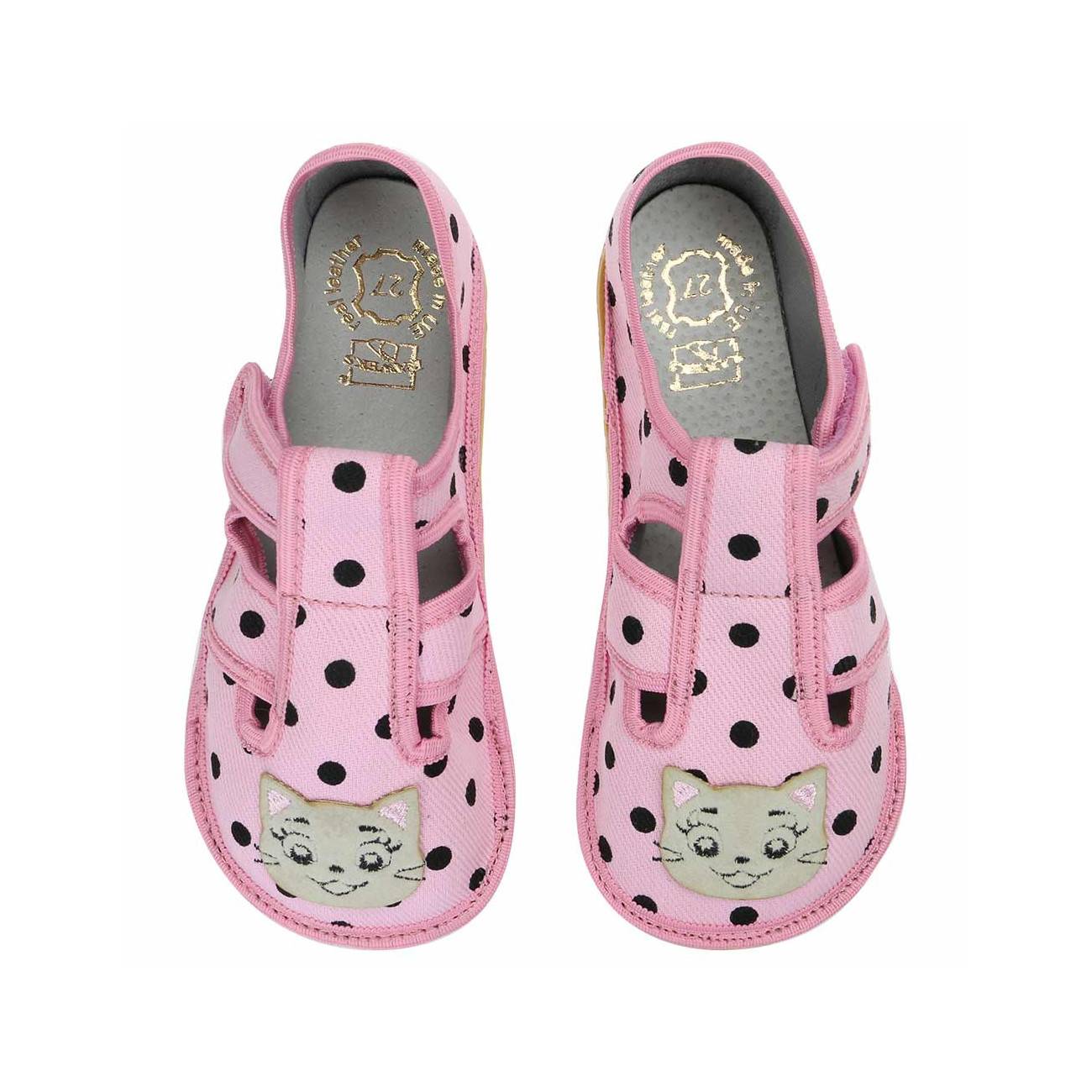 kapcie-do-przedszkola-barefoot-miekkie-lekkie-rozowe-w-groszki-z-kotkiem-kicia-raweks-zuzia-z48 2 kapcie-do-przedszkola-barefoot-miekkie-lekkie-rozowe-w-groszki-z-kotkiem-kicia-raweks-zuzia-z48 2