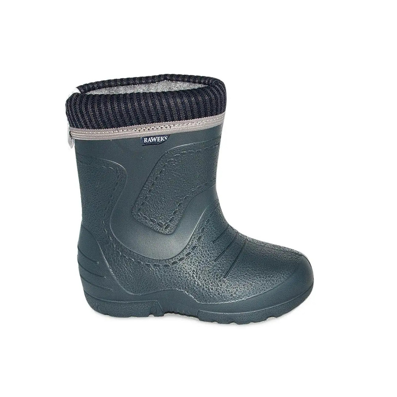 Kalosze dziecięce Raweks szare całoroczne lekkie z pianki z wkładem ocieplanym