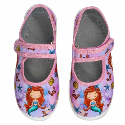 buty-dziewczece-baleriny-na-rzep-Raweks-rozowo-fioletowe-z-syrenka