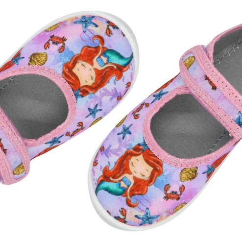 buty-dziewczece-baleriny-na-rzep-Raweks-rozowo-fioletowe-z-syrenka