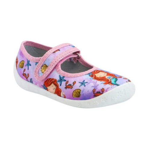 buty-dziewczece-baleriny-na-rzep-Raweks-rozowo-fioletowe-z-syrenka