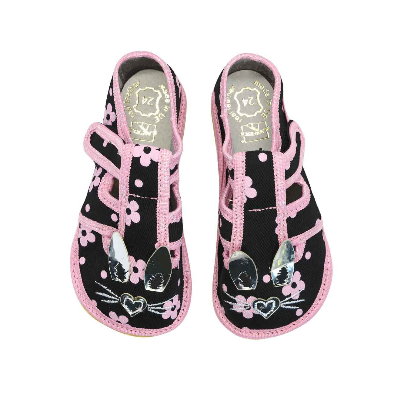 kapcie buty dziecięce Rawek barefoot dziewczęce czarne w różowe kwiaty kapcie buty dziecięce Rawek barefoot dziewczęce czarne w różowe kwiaty