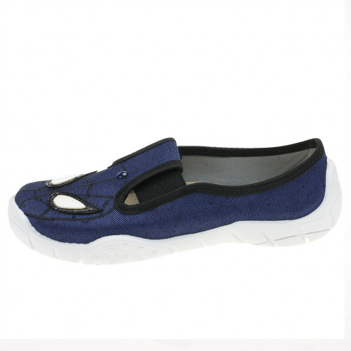 kapcie-buty-chlopiece-granatowe-spider-oczy-z-gumka-Krzys-K05